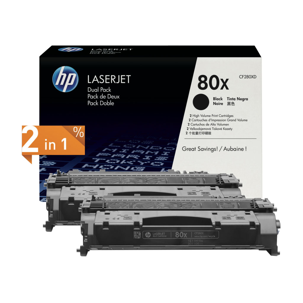 Toner HP 80X noir grande capacité Dual Pack 2 unités